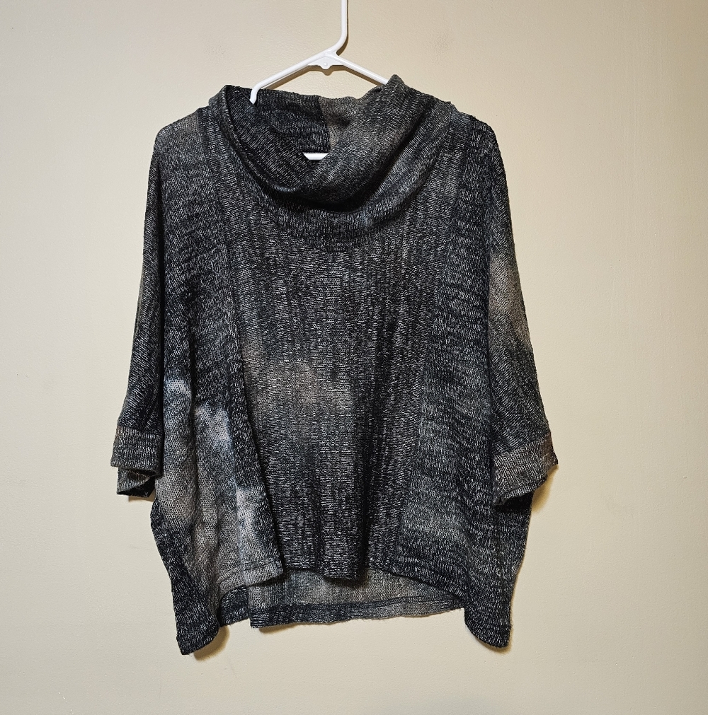 Yarn Art Sweater Women's Size Large Short Sleeve Cowl Neck Open Knit Lightweight
